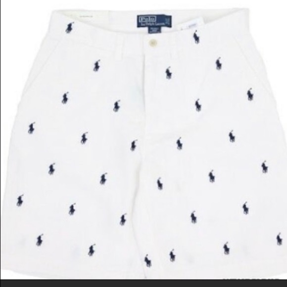 POLO by Ralph Lauren white Shorts w Navy Ponies 36 - Picture 7 of 8